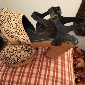 Matisse x Free People snow leopard print clogs